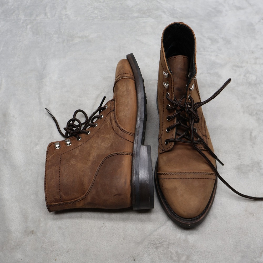 Thursday Boots Co Womens 6.5 Moto Boots Brown Captain Lace Up Cap Toe Leather